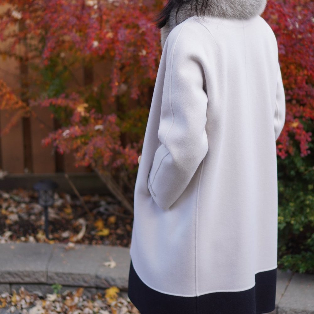 S Max Mara Coat with Fox fur hood trim